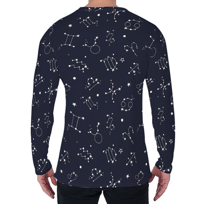 Zodiac Star Signs Pattern Print Men's Long Sleeve T-Shirt