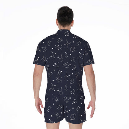 Zodiac Star Signs Pattern Print Men's Rompers