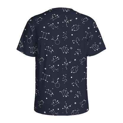 Zodiac Star Signs Pattern Print Men's Sports T-Shirt