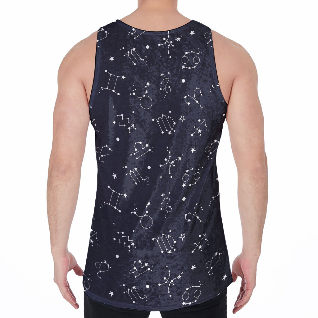 Zodiac Star Signs Pattern Print Men's Velvet Tank Top