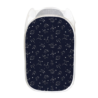 Zodiac Star Signs Pattern Print Mesh Laundry Hamper