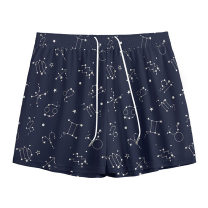 Zodiac Star Signs Pattern Print Mesh Shorts