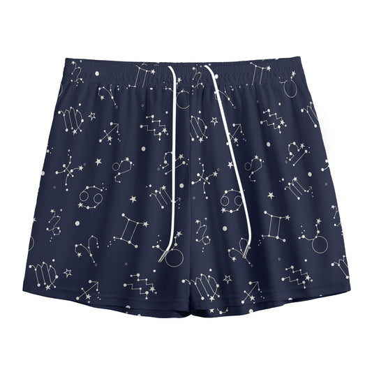 Zodiac Star Signs Pattern Print Mesh Shorts