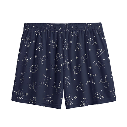 Zodiac Star Signs Pattern Print Mesh Shorts