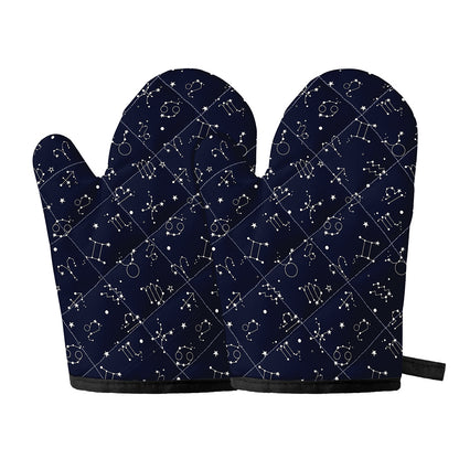 Zodiac Star Signs Pattern Print Oven Mitts
