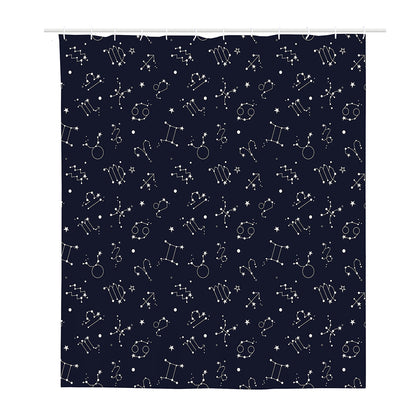 Zodiac Star Signs Pattern Print Polyester Shower Curtain