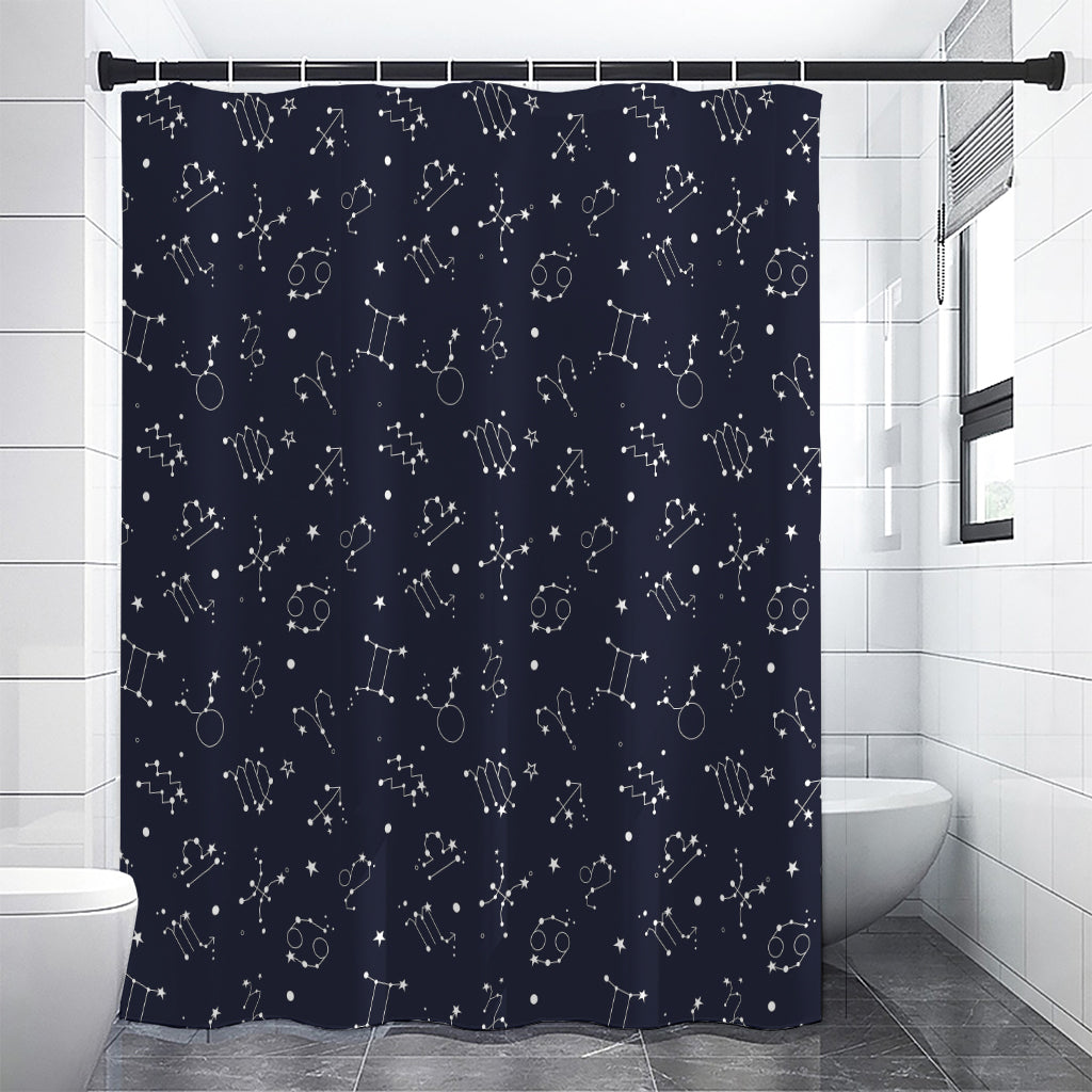 Zodiac Star Signs Pattern Print Premium Shower Curtain