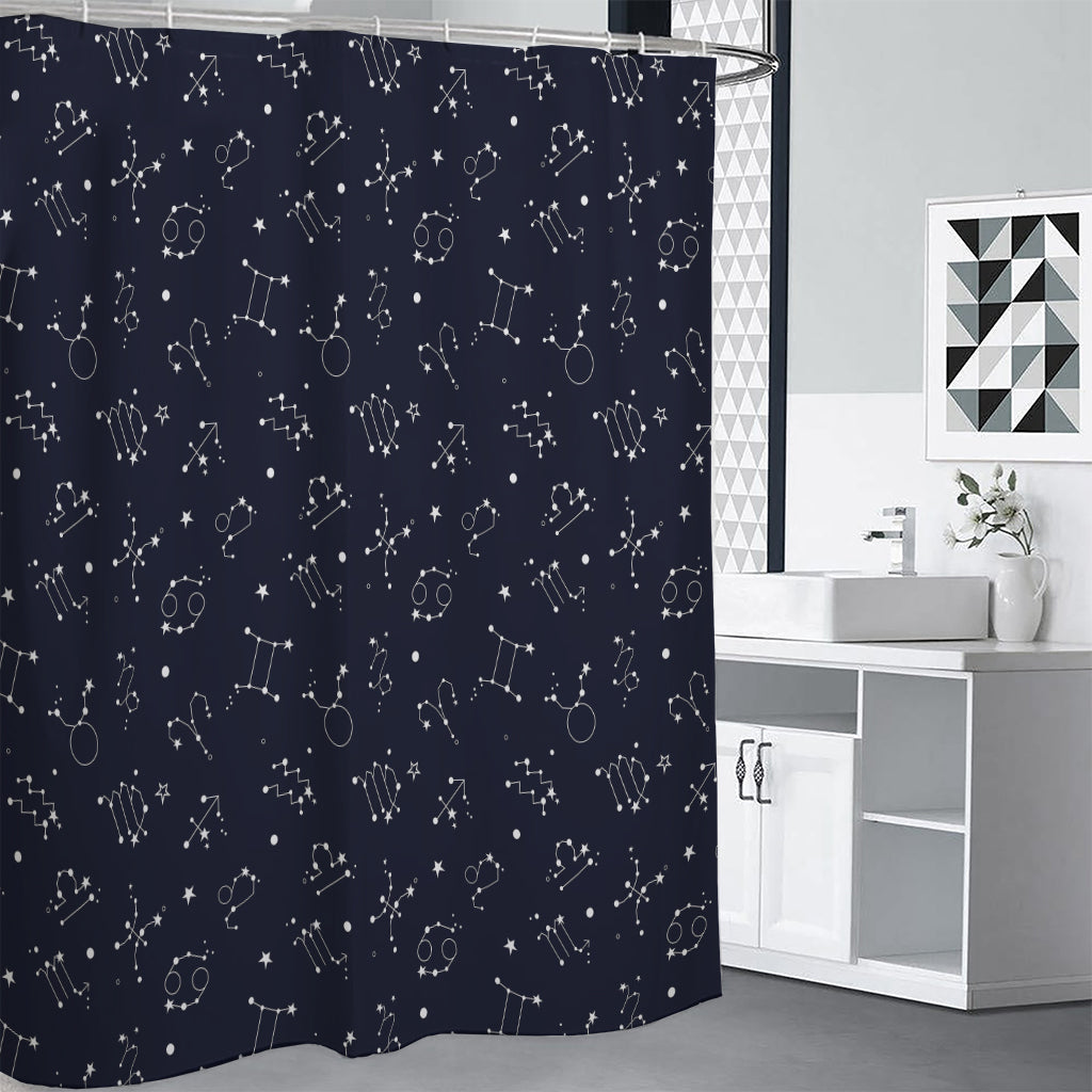 Zodiac Star Signs Pattern Print Premium Shower Curtain