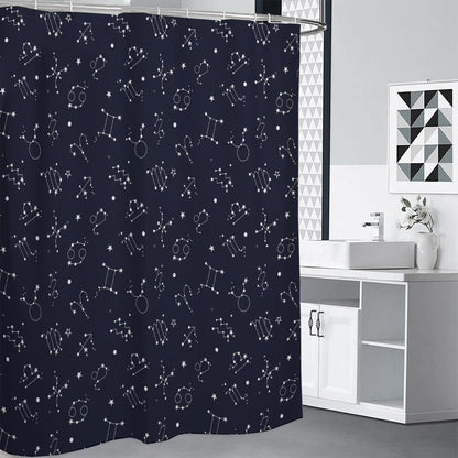 Zodiac Star Signs Pattern Print Premium Shower Curtain