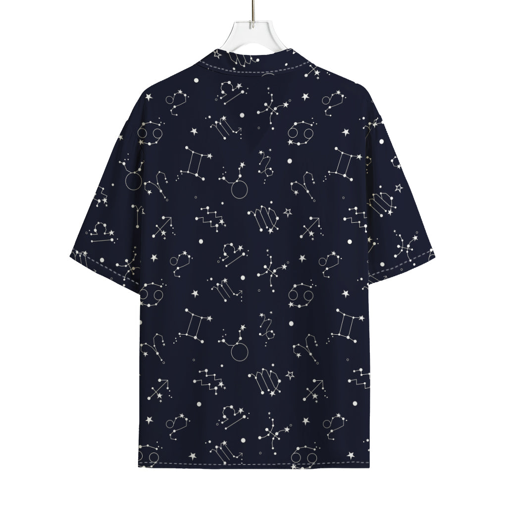 Zodiac Star Signs Pattern Print Rayon Hawaiian Shirt