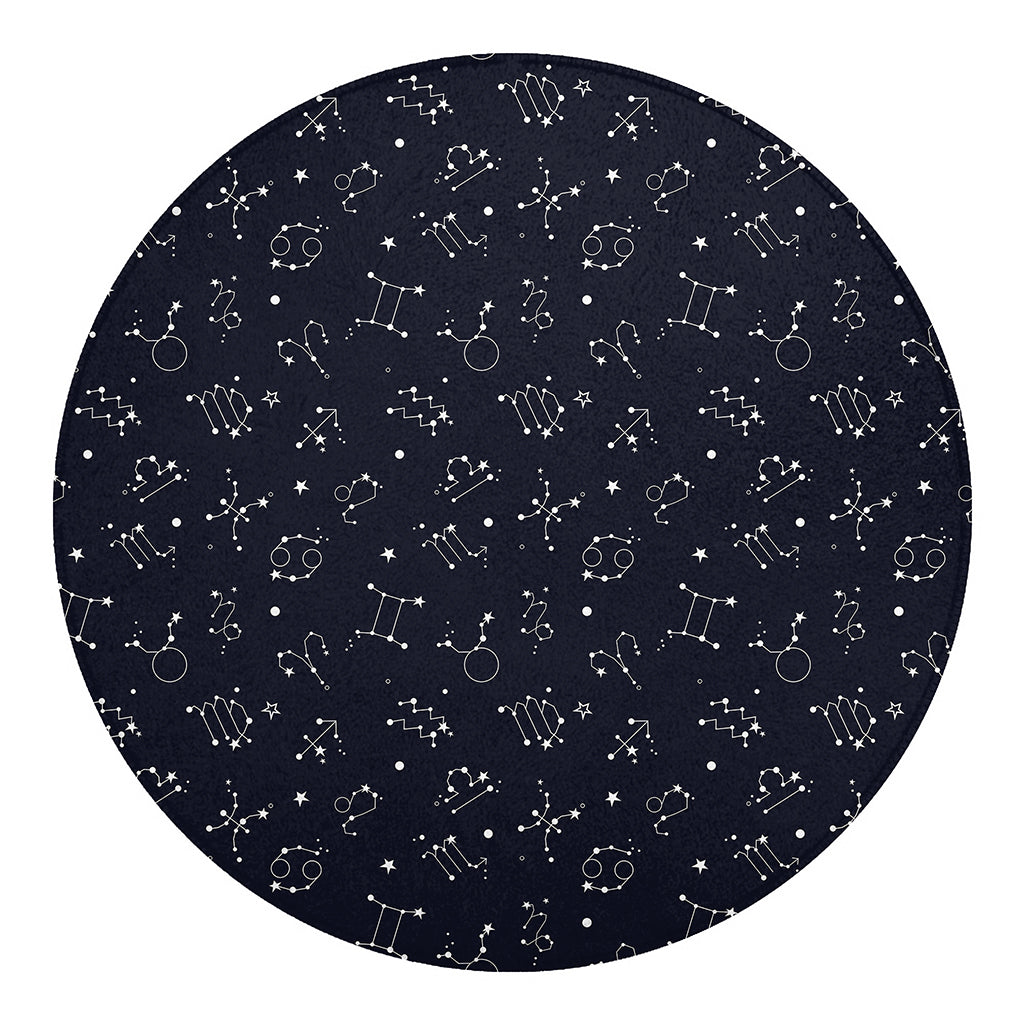 Zodiac Star Signs Pattern Print Round Blanket