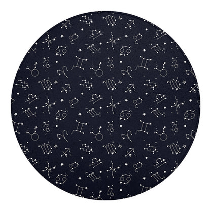 Zodiac Star Signs Pattern Print Round Blanket