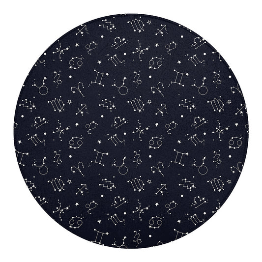 Zodiac Star Signs Pattern Print Round Blanket