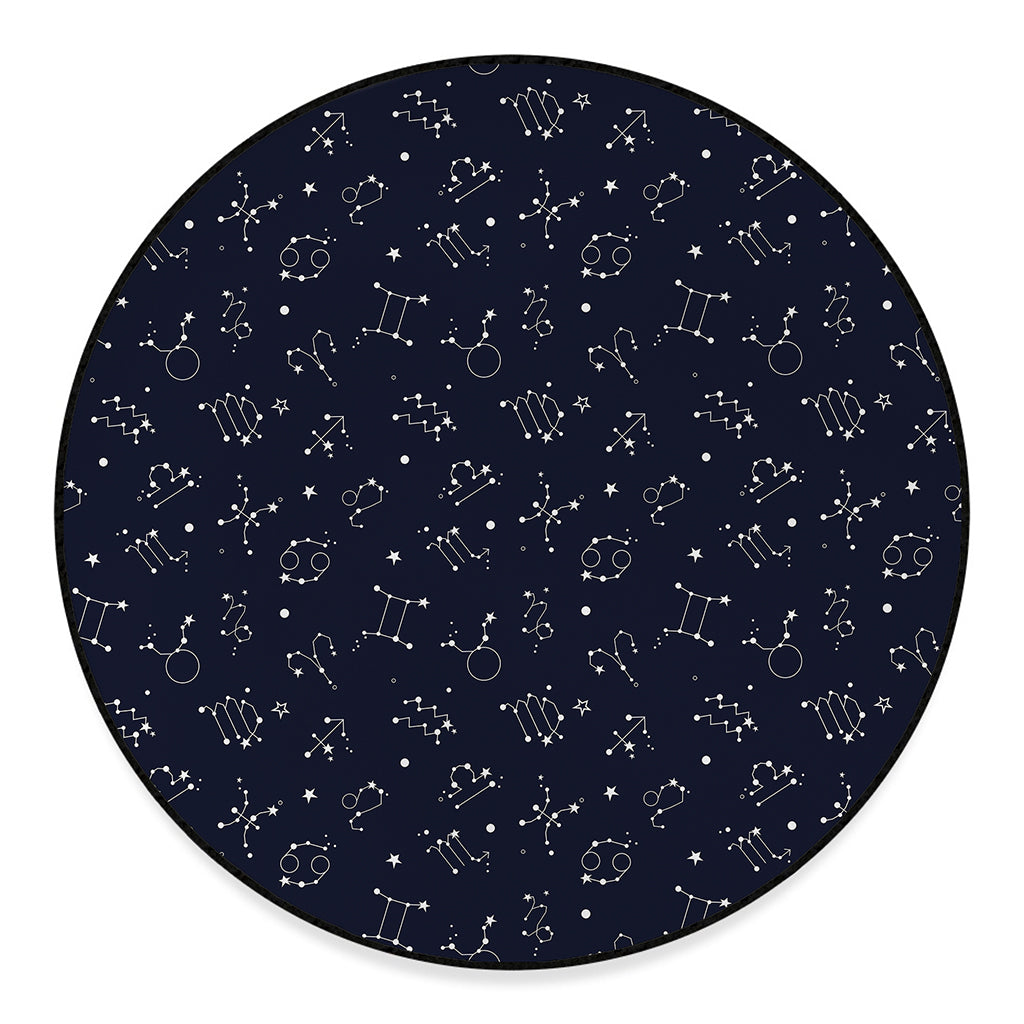 Zodiac Star Signs Pattern Print Round Floor Mat