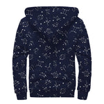 Zodiac Star Signs Pattern Print Sherpa Lined Zip Up Hoodie