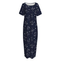 Zodiac Star Signs Pattern Print Short Sleeve Long Nightdress