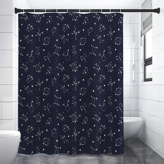 Zodiac Star Signs Pattern Print Shower Curtain