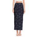 Zodiac Star Signs Pattern Print Side Slit Maxi Skirt