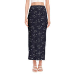 Zodiac Star Signs Pattern Print Side Slit Maxi Skirt