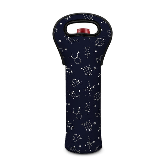 Zodiac Star Signs Pattern Print Single Neoprene Wine Tote