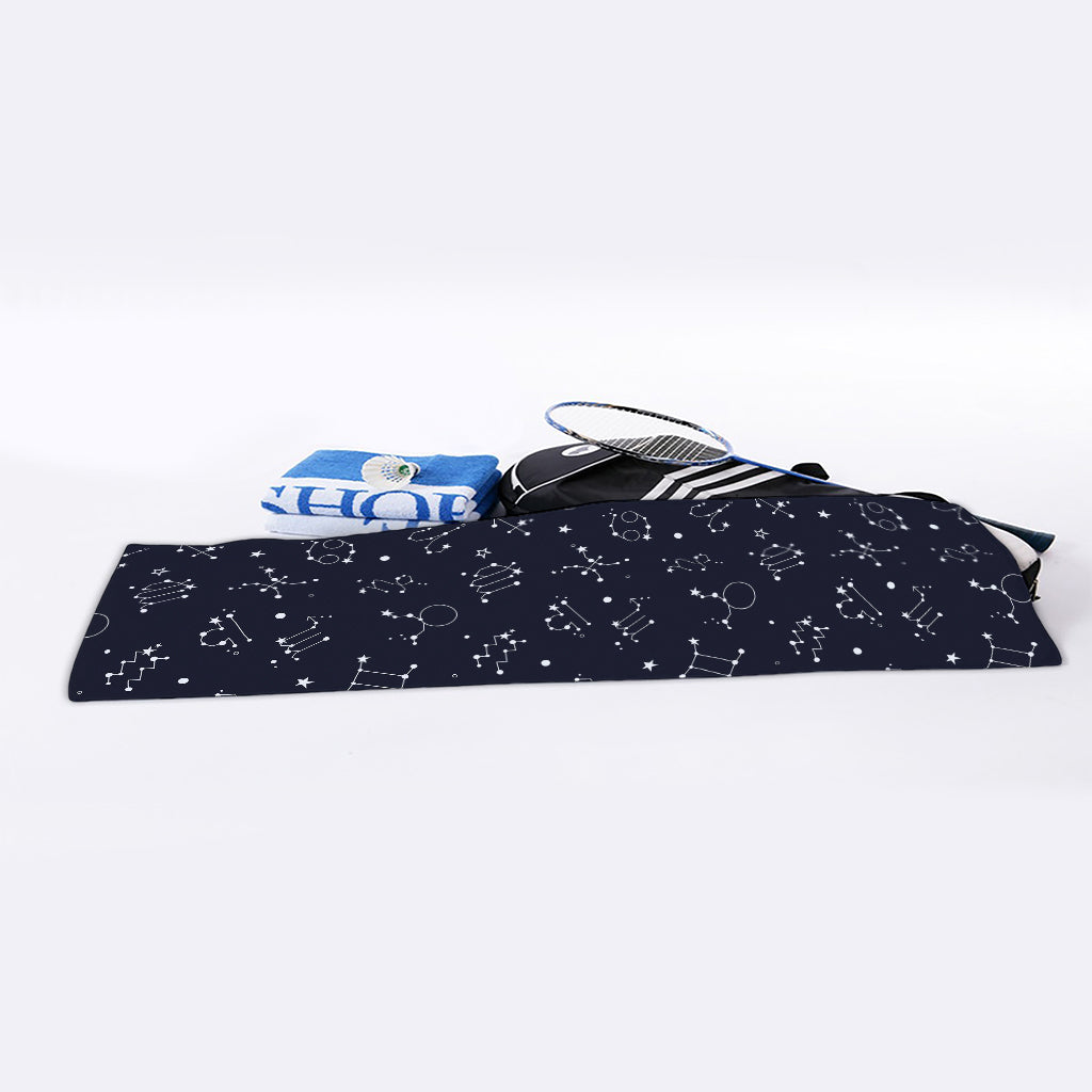 Zodiac Star Signs Pattern Print Sports Towel