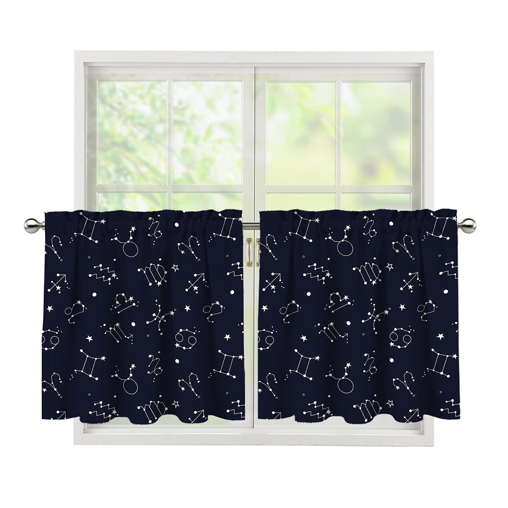 Zodiac Star Signs Pattern Print Tier Curtains