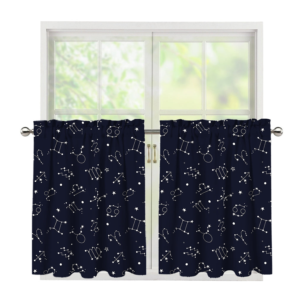 Zodiac Star Signs Pattern Print Tier Curtains