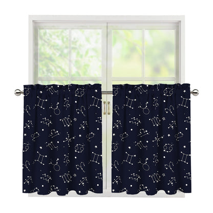 Zodiac Star Signs Pattern Print Tier Curtains