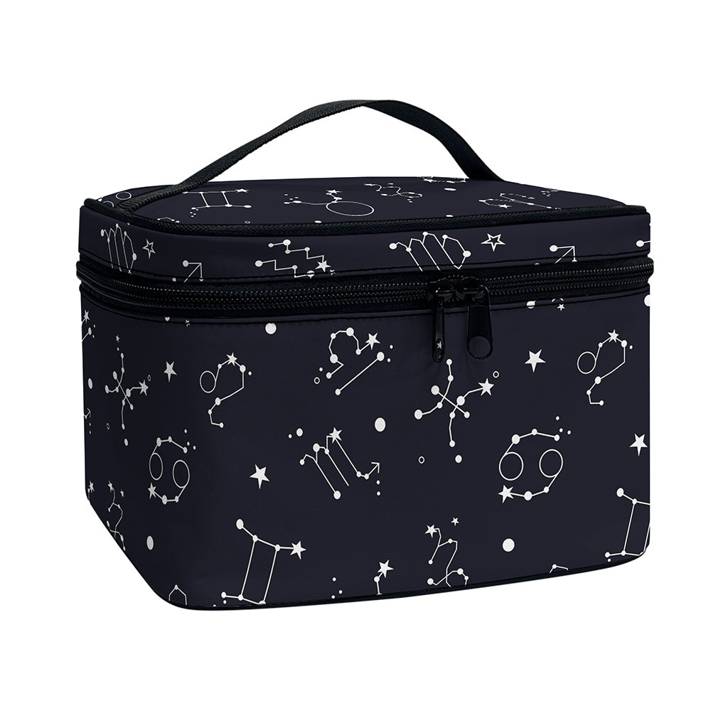 Zodiac Star Signs Pattern Print Travel Makeup Bag