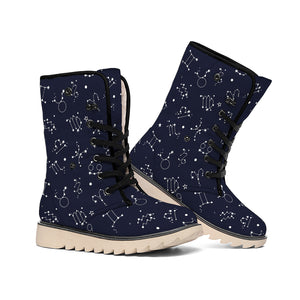 Zodiac Star Signs Pattern Print Winter Boots