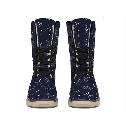Zodiac Star Signs Pattern Print Winter Boots