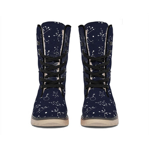 Zodiac Star Signs Pattern Print Winter Boots