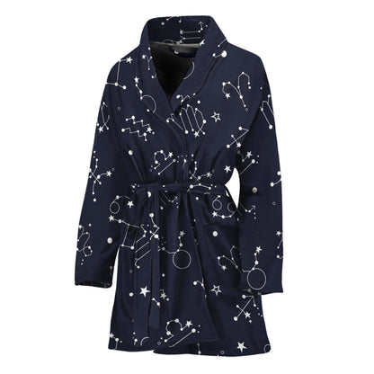 Zodiac Star Signs Pattern Print Women's Bathrobe
