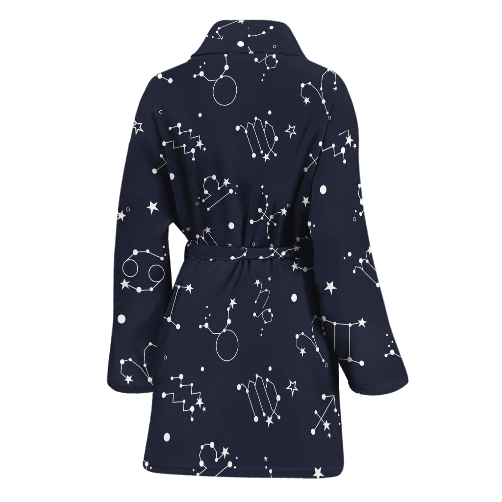 Zodiac Star Signs Pattern Print Women's Bathrobe