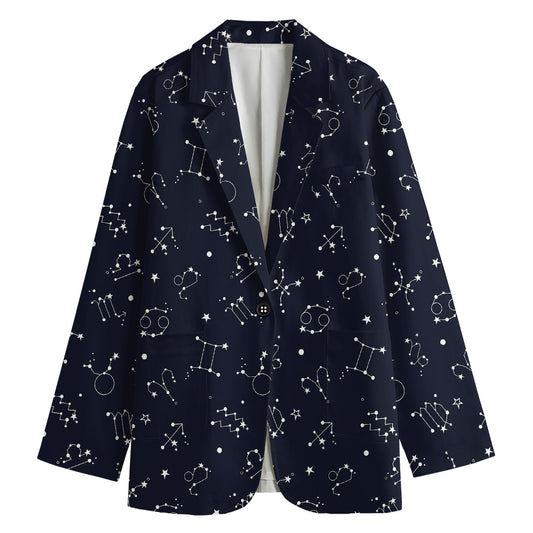 Zodiac Star Signs Pattern Print Women's Blazer