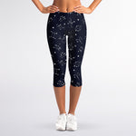 Zodiac Star Signs Pattern Print Women's Capri Leggings