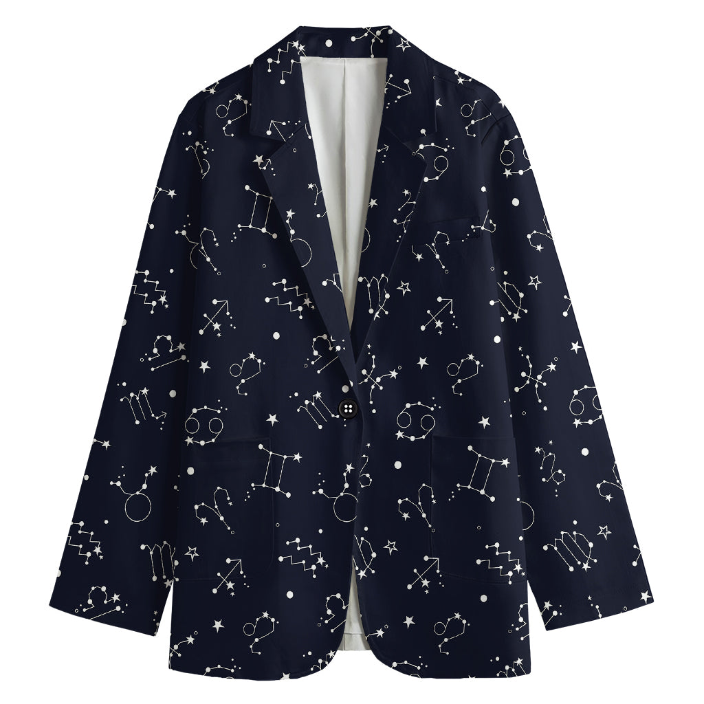Zodiac Star Signs Pattern Print Women's Cotton Blazer