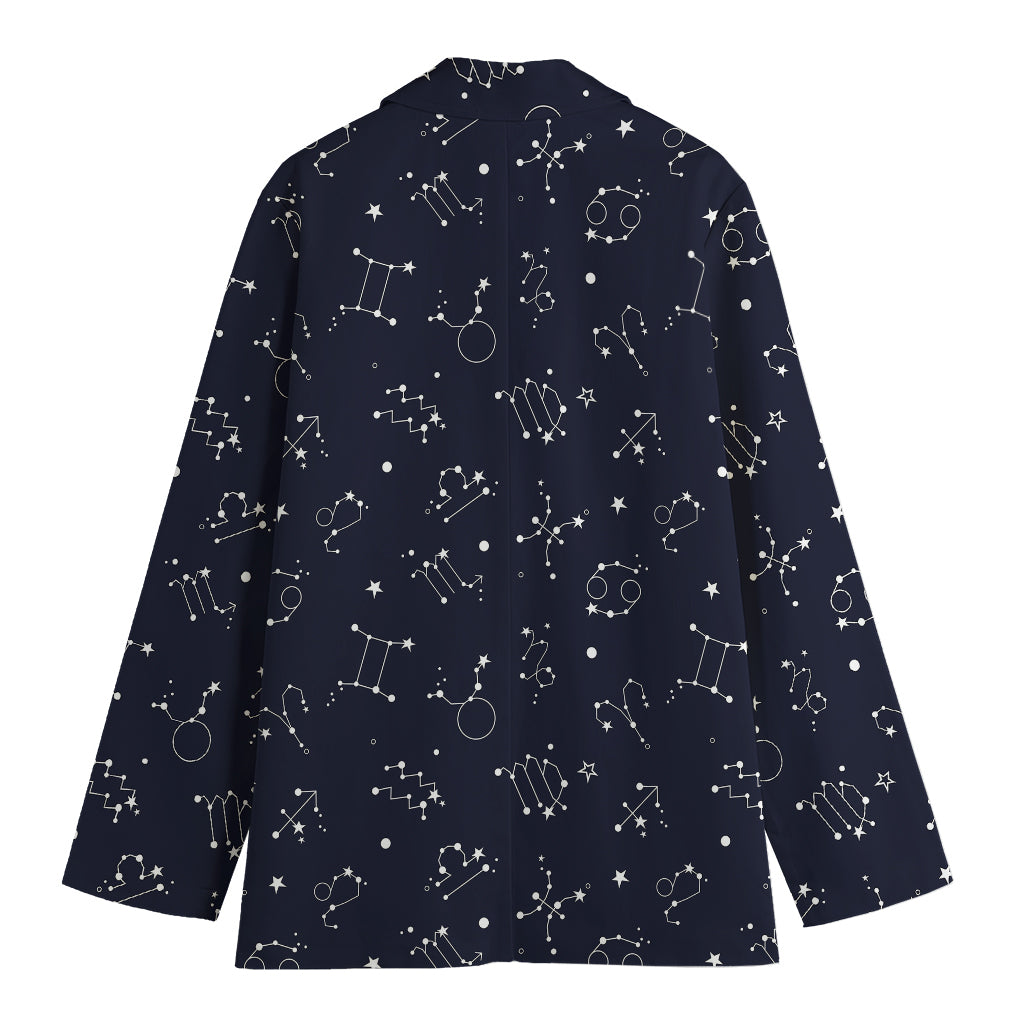 Zodiac Star Signs Pattern Print Women's Cotton Blazer