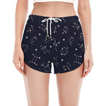 Zodiac Star Signs Pattern Print Women's Split Running Shorts