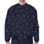Zodiac Star Signs Pattern Print Zip Sleeve Bomber Jacket