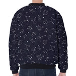 Zodiac Star Signs Pattern Print Zip Sleeve Bomber Jacket