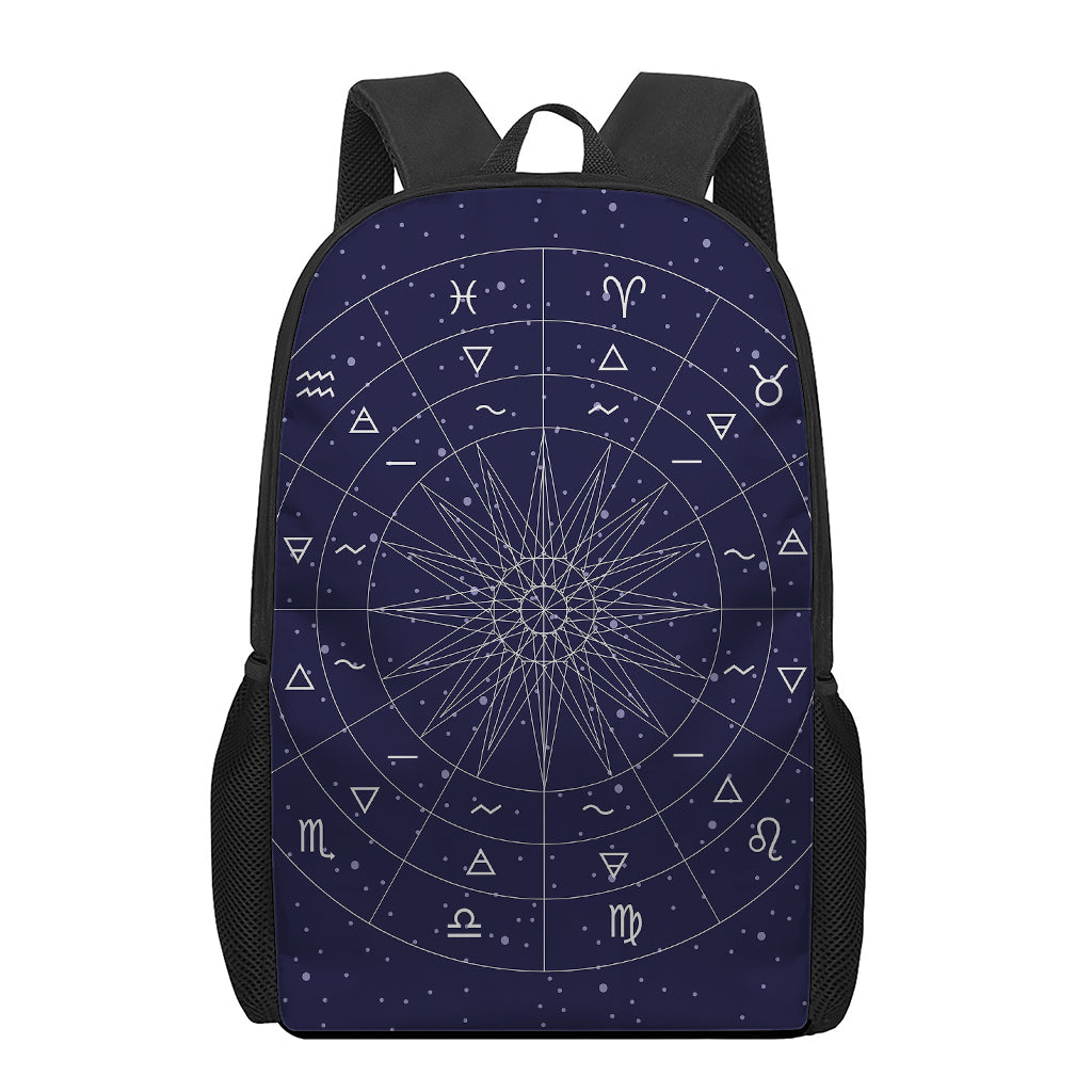 Zodiac Symbols Circle Print 17 Inch Backpack