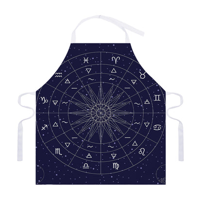 Zodiac Symbols Circle Print Adjustable Apron