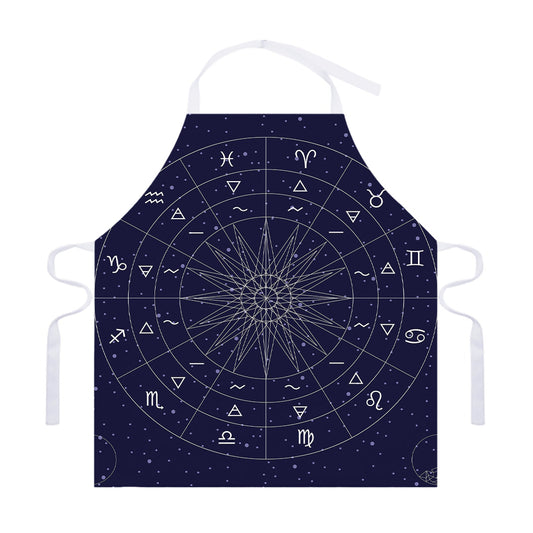 Zodiac Symbols Circle Print Adjustable Apron