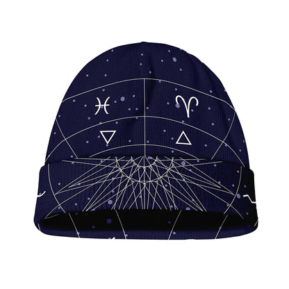 Zodiac Symbols Circle Print Beanie