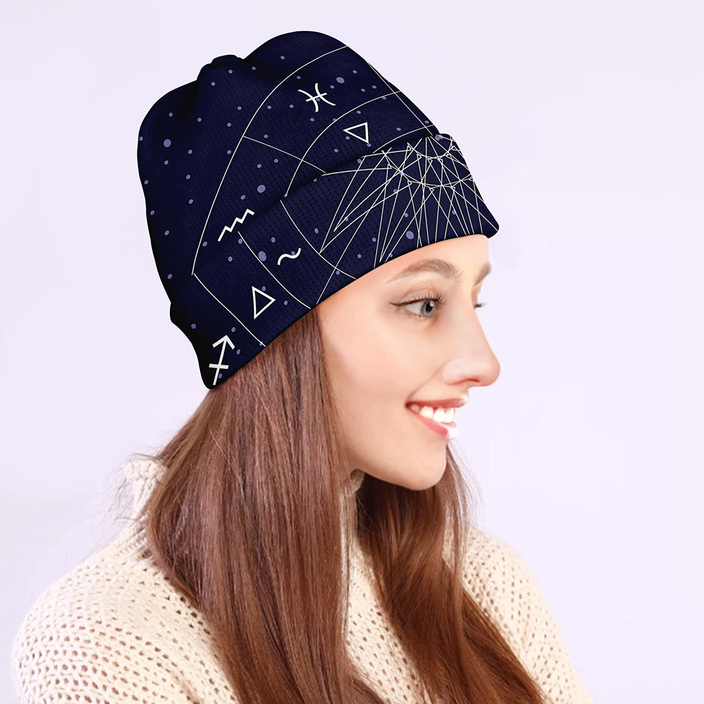 Zodiac Symbols Circle Print Beanie