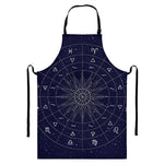 Zodiac Symbols Circle Print Bib Apron With Pocket
