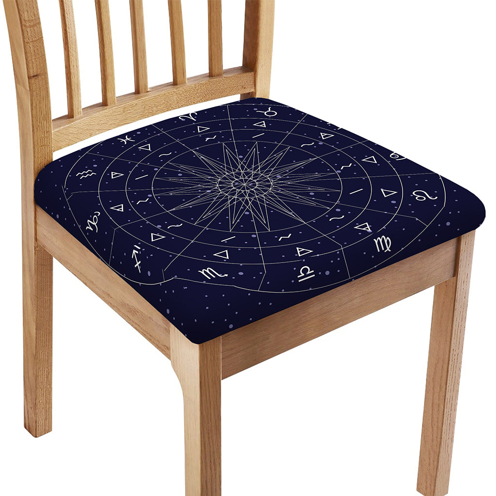 Zodiac Symbols Circle Print Chair Cushion Cover