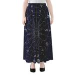 Zodiac Symbols Circle Print Chiffon Maxi Skirt