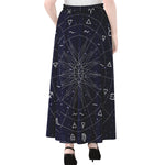 Zodiac Symbols Circle Print Chiffon Maxi Skirt